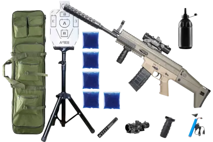 Автомат SCAR + орбізи (5пач.) + чохол + пляшка-дозатор + мішень