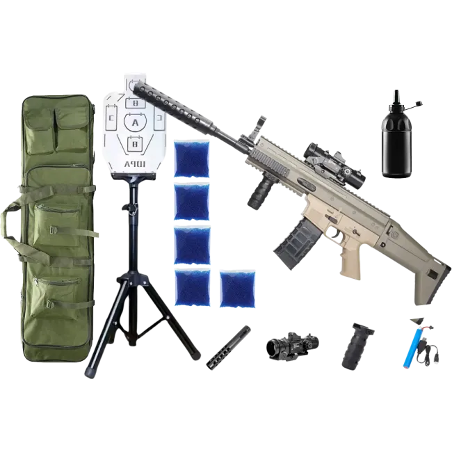 Автомат SCAR + орбізи (5пач.) + чохол + пляшка-дозатор + мішень